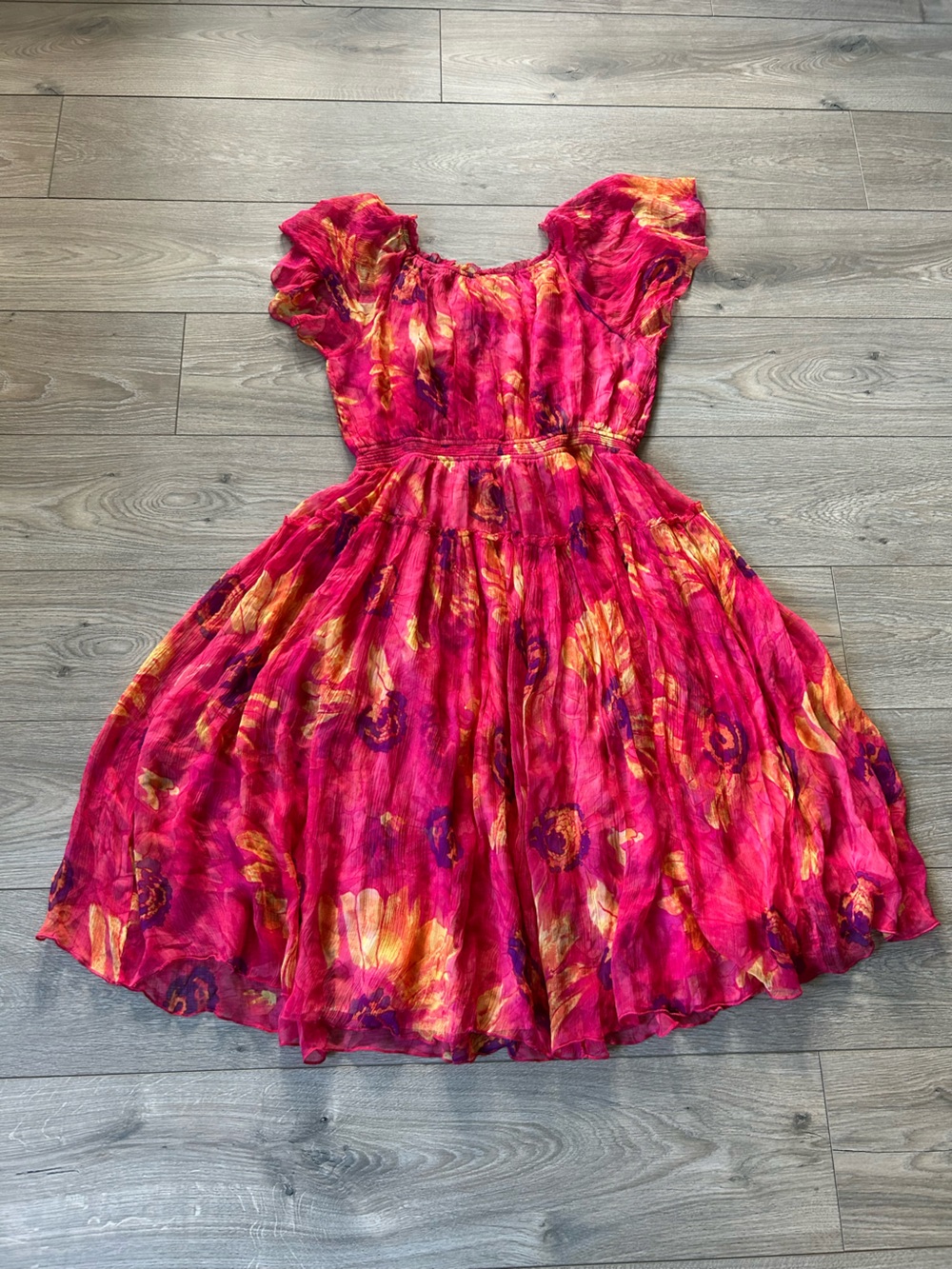 Sundance Cressida Day Dress Pink Midi Tiered Size Medium - Picture 4 of 11